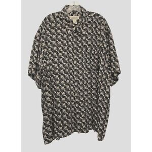 Natural‎ Issue Shirt Men's XXL Black Beige Geometric Button Up Resort 100% Rayon